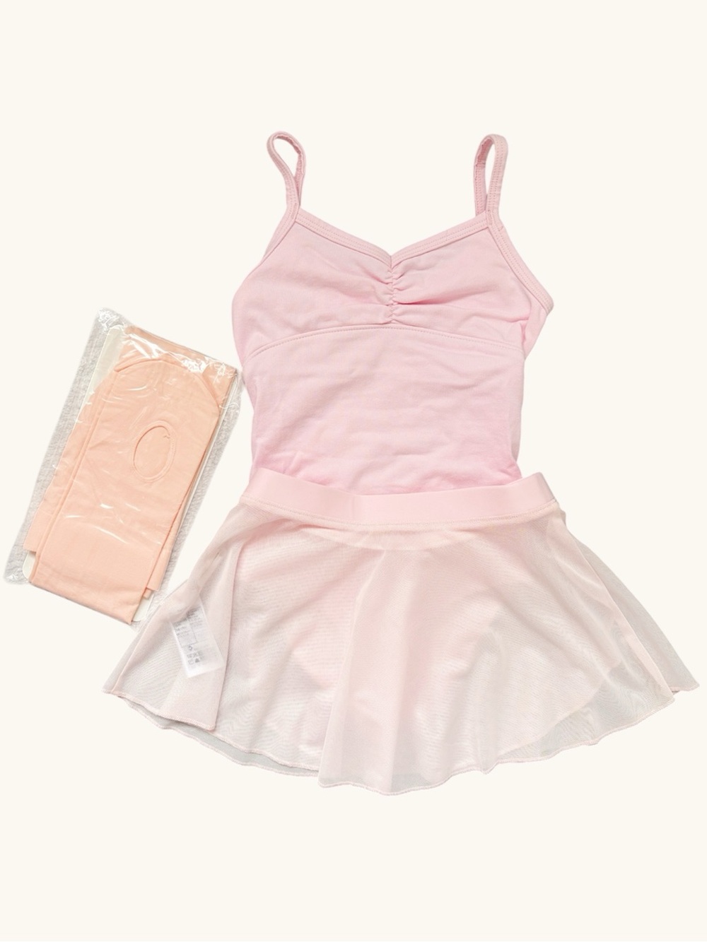 Girls Pink Ballet Leotard & Skirt Set with Tights | Size 5–6 Years